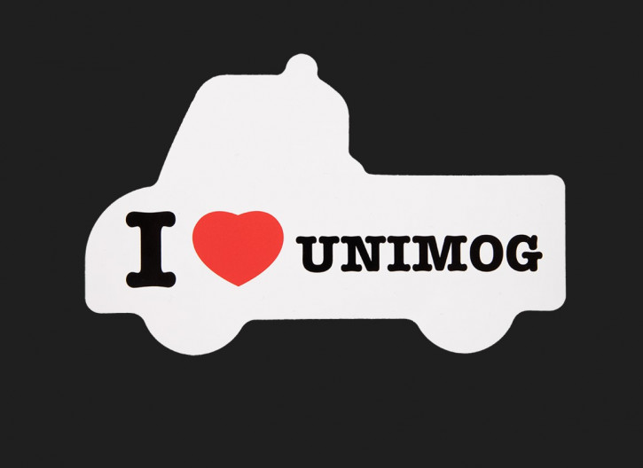 Aufkleber Silhouette <br /> „I love Unimog”