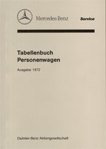Tabellenbuch MB Personenwagen 1972 - 6510 1263 00 Original - 384001005